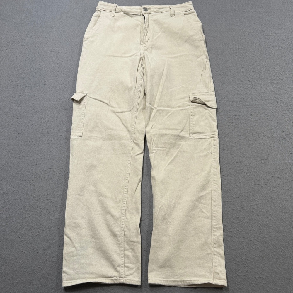 Vintage Hollister Cargo Jeans Women's 10L Beige Ultra High-Rise Dad Relaxed Fit